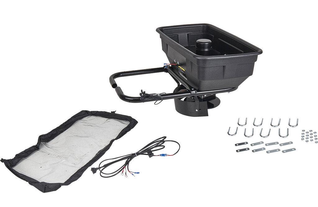 12V elektrisk spreder fra Agriquad med større beholder for hagetraktor og ATV