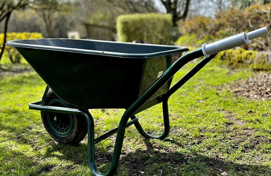 RYOM trillebår 100 liter grønn med plastkasse