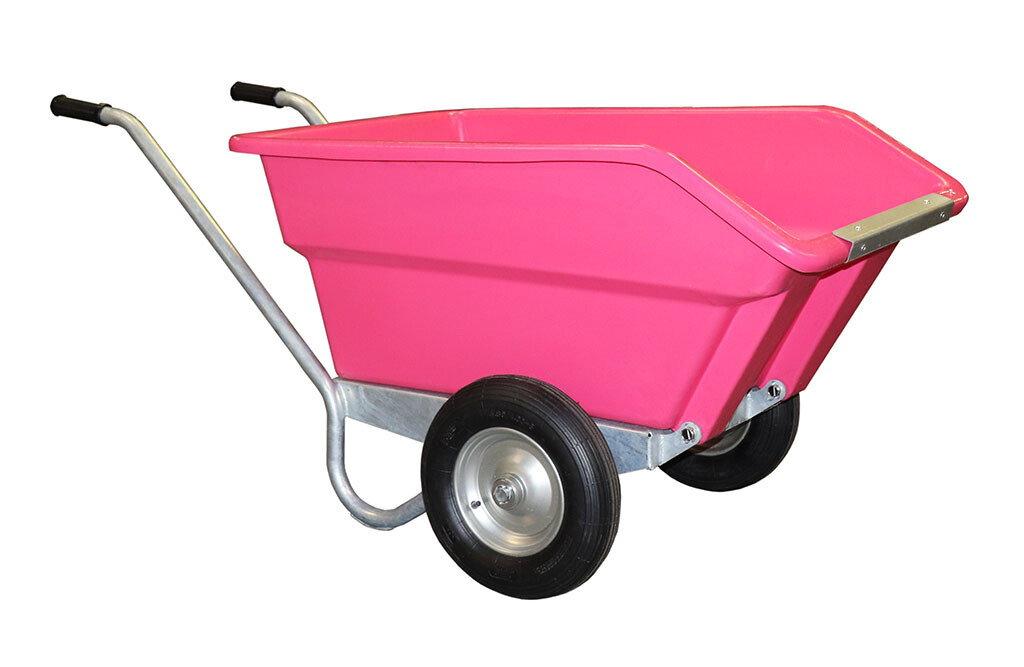 JFC trillebår 250 liter rosa galvanisert med polyethylenkasse